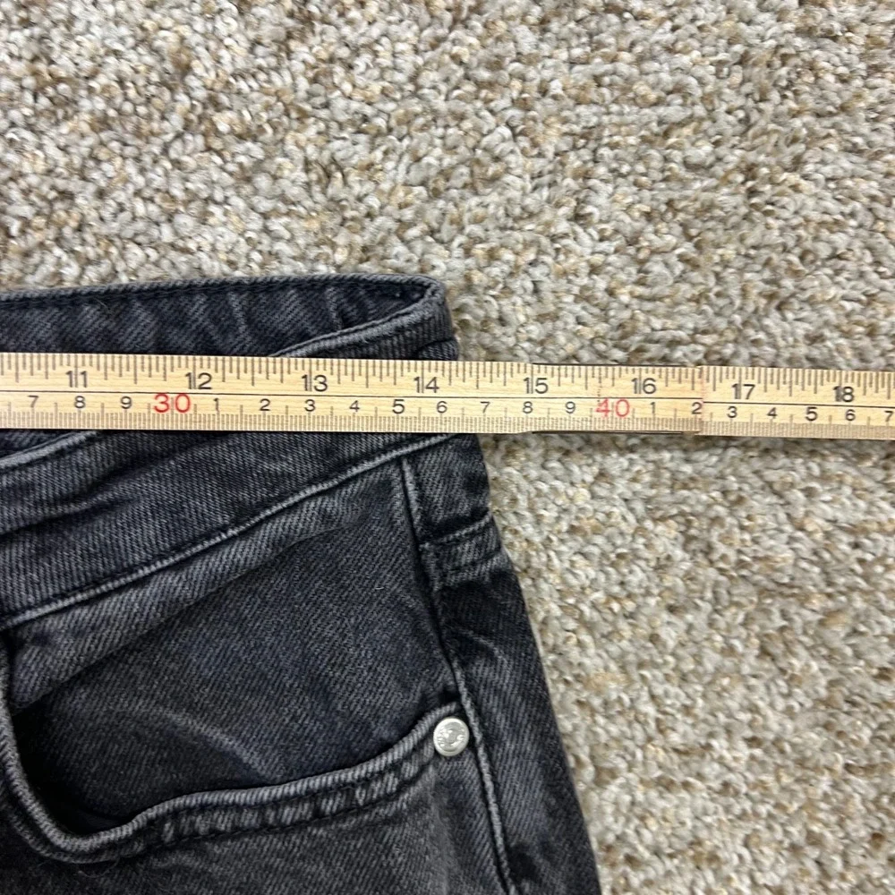 Zara Women Black High Waisted Wide Leg Raw Hem Denim Jeans Size 4 26